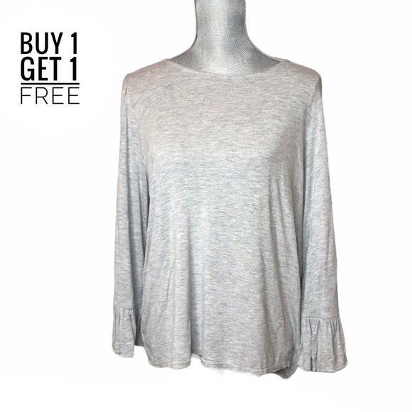 Loft Heather Grey Oversized Bell Sleeve Top Sz. M - Picture 1 of 2